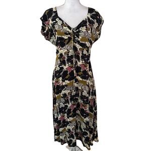 Loco Lindo Size M Floral Print Midi Dress Vintage Retro Pinup